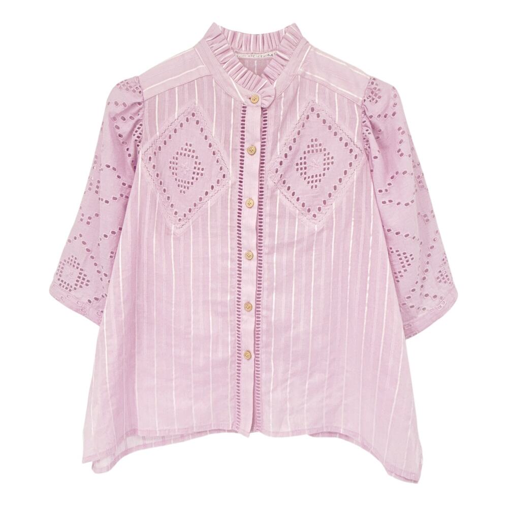 NWOT ALIX of BOHEMIA Winn Lilac Eyelet Shirt - Picture 5 of 12